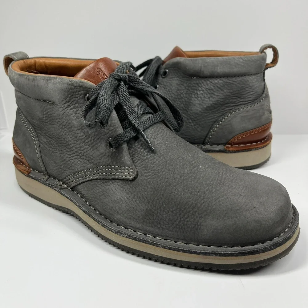 Rockport Prestige Point Chukka Boots Men's 9 Charcoal Vibram Sole Casual Preppy‎